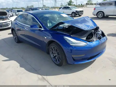 5YJ3E1EA4LF611788 — 2020 Tesla Model 3, Передняя часть, фото до ремонта