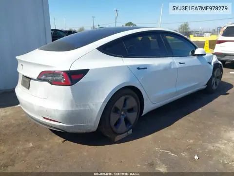 2021 Tesla Model 3 Standard Range Plus Rear-Wheel Drive VIN 5YJ3E1EA7MF978279 фото 4