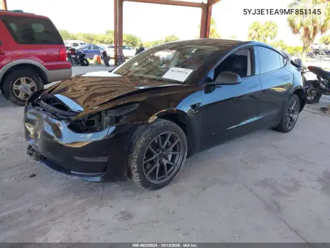 5YJ3E1EA9MF851145 — 2021 Tesla Model 3, фото 2 с аукциона IAAI, Передняя часть