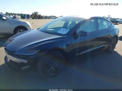 2024 Tesla Model 3 Long Range Dual Motor Rear-Wheel Drive/Rear-Wheel Drive VIN 5YJ3E1EA1RF831625 фото 2