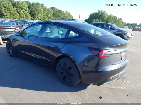 2024 Tesla Model 3 Long Range Dual Motor Rear-Wheel Drive/Rear-Wheel Drive VIN 5YJ3E1EA1RF831625 фото 3