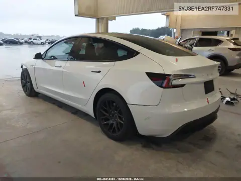 2024 Tesla Model 3 Long Range Dual Motor Rear-Wheel Drive/Rear-Wheel Drive VIN 5YJ3E1EA2RF747331 фото 3