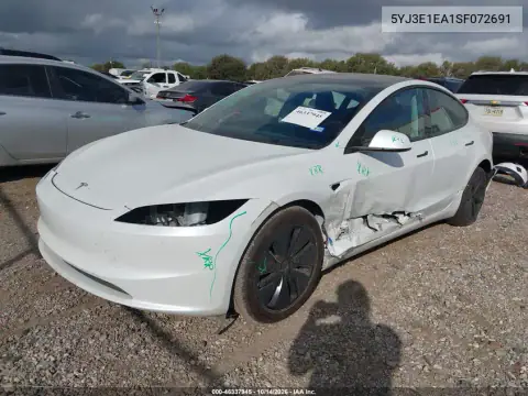 5YJ3E1EA1SF072691 — 2025 Tesla Model 3, фото 2 с аукциона IAAI, Левый бок