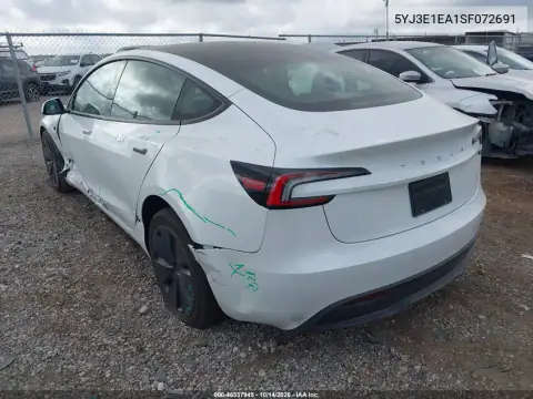 5YJ3E1EA1SF072691 — 2025 Tesla Model 3, фото 3 с аукциона IAAI, Левый бок