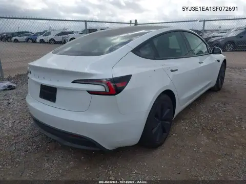 5YJ3E1EA1SF072691 — 2025 Tesla Model 3, фото 4 с аукциона IAAI, Левый бок