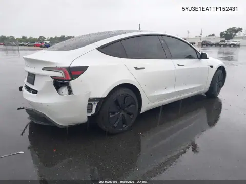 2026 Tesla Model 3 Premium Rear-Wheel Drive/Rear-Wheel Drive VIN 5YJ3E1EA1TF152431 фото 4