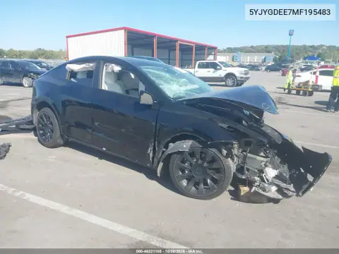 5YJYGDEE7MF195483 — 2021 Tesla Model Y, Передняя часть, фото до ремонта