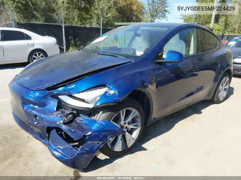 2021 Tesla Model Y Long Range Dual Motor All-Wheel Drive VIN 5YJYGDEE5MF224429 фото 2