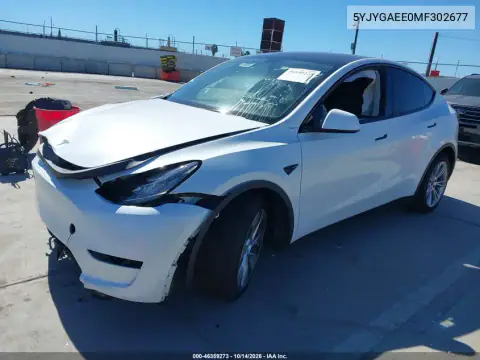 5YJYGAEE0MF302677 — 2021 Tesla Model Y, фото 2 с аукциона IAAI, Передняя часть