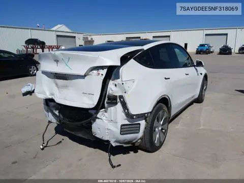2022 Tesla Model Y Long Range Dual Motor All-Wheel Drive VIN 7SAYGDEE5NF318069 фото 4
