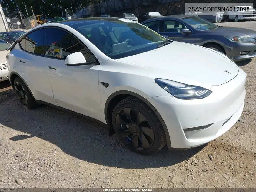 2022 Tesla Model Y Long Range Dual Motor All-Wheel Drive VIN 7SAYGDEE9NA012098 фото 1