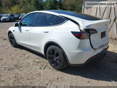 2022 Tesla Model Y Long Range Dual Motor All-Wheel Drive VIN 7SAYGDEE9NA012098 фото 3