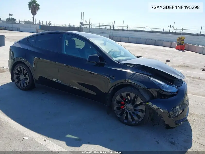2022 Tesla Model Y Performance Dual Motor All-Wheel Drive VIN 7SAYGDEF4NF495298 фото 1