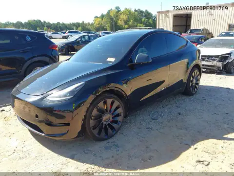 2023 Tesla Model Y Performance Dual Motor All-Wheel Drive VIN 7SAYGDEF0PF801769 фото 2