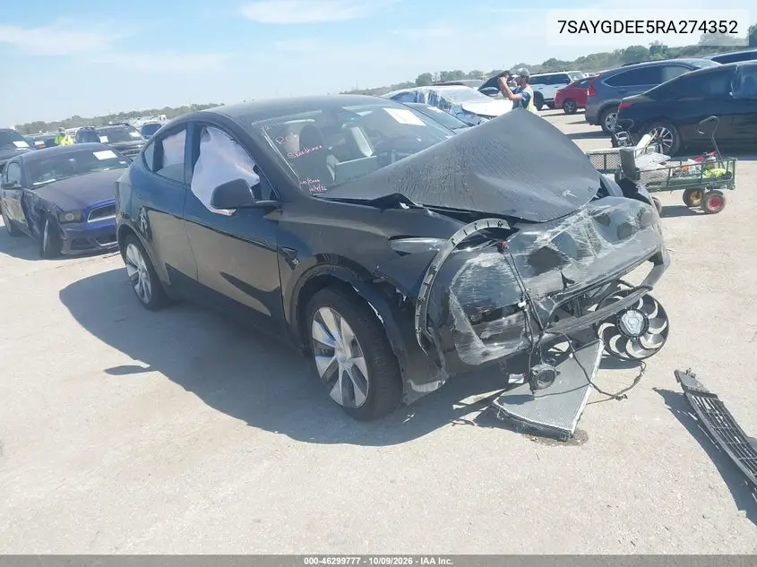 2024 Tesla Model Y Long Range Dual Motor All-Wheel Drive VIN 7SAYGDEE5RA274352 фото 1