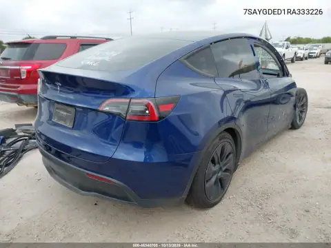 2024 Tesla Model Y Long Range Single Motor Rear-Wheel Drive/Rwd VIN 7SAYGDED1RA333226 фото 4