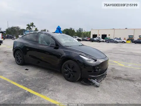 2025 Tesla Model Y Long Range Dual Motor Rear-Wheel Drive VIN 7SAYGDED3SF215199 фото 1