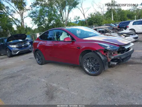 7SAYGAEE0SF233862 — 2025 Tesla Model Y, Передняя часть, фото до ремонта