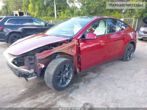 7SAYGAEE0SF233862 — 2025 Tesla Model Y, фото 2 с аукциона IAAI, Передняя часть