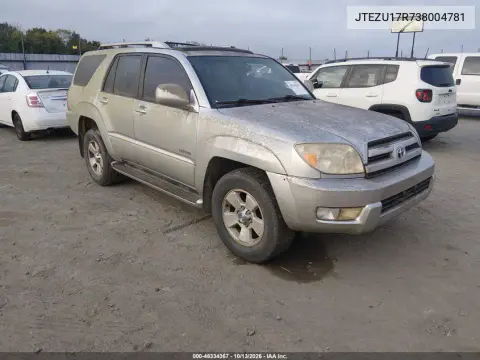 2003 Toyota 4Runner Limited V6 VIN JTEZU17R738004781 фото 2