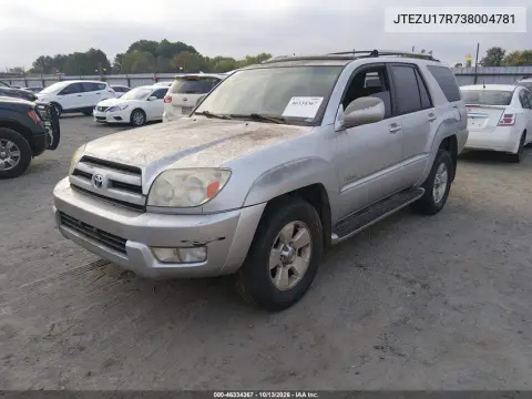 2003 Toyota 4Runner Limited V6 VIN JTEZU17R738004781 фото 3
