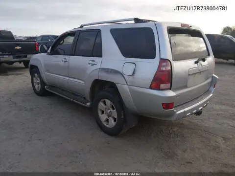 2003 Toyota 4Runner Limited V6 VIN JTEZU17R738004781 фото 4