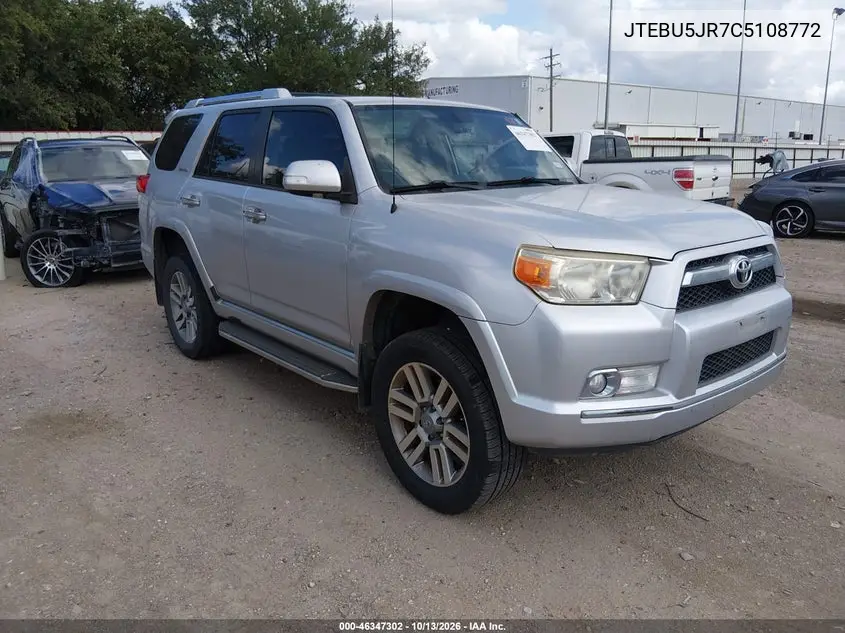 JTEBU5JR7C5108772 — 2012 Toyota 4RUNNER, фото 2 с аукциона IAAI, Боковая часть