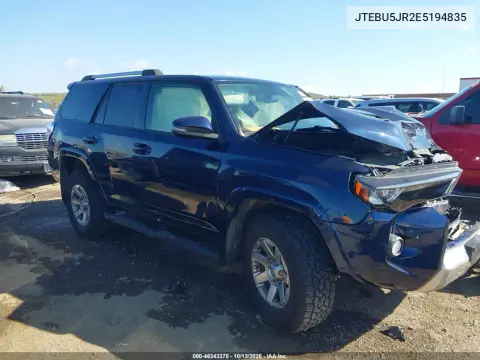 JTEBU5JR2E5194835 — 2014 Toyota 4RUNNER, Передняя часть, фото до ремонта
