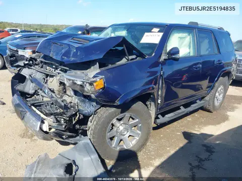2014 Toyota 4Runner Trail Premium VIN JTEBU5JR2E5194835 фото 2