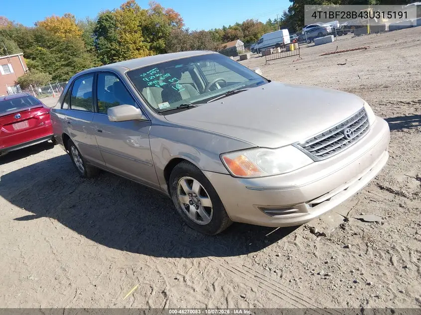 2003 Toyota Avalon Xl VIN 4T1BF28B43U315191 фото 1