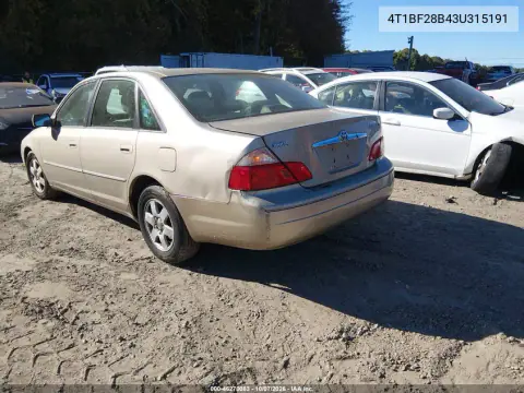 2003 Toyota Avalon Xl VIN 4T1BF28B43U315191 фото 3