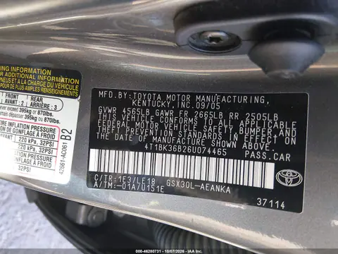 2006 Toyota Avalon Touring VIN 4T1BK36B26U074465 фото 10
