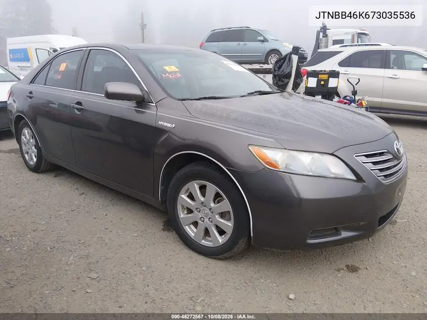 2007 Toyota Camry Hybrid VIN JTNBB46K673035536 фото 1