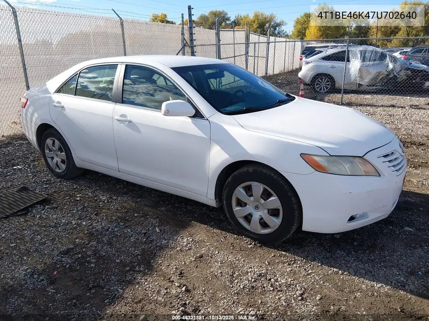 4T1BE46K47U702640 — 2007 Toyota Camry, фото 2 с аукциона IAAI, Передний левый