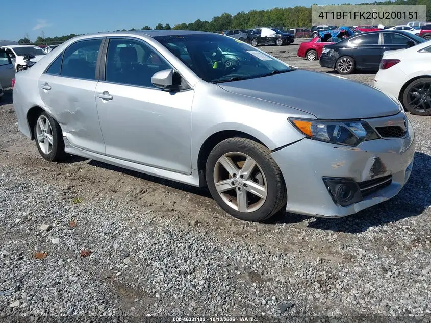 2012 Toyota Camry Se VIN 4T1BF1FK2CU200151 фото 2
