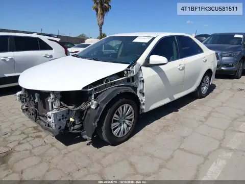 4T1BF1FK3CU581511 — 2012 Toyota Camry, фото 3 с аукциона IAAI, Передняя часть