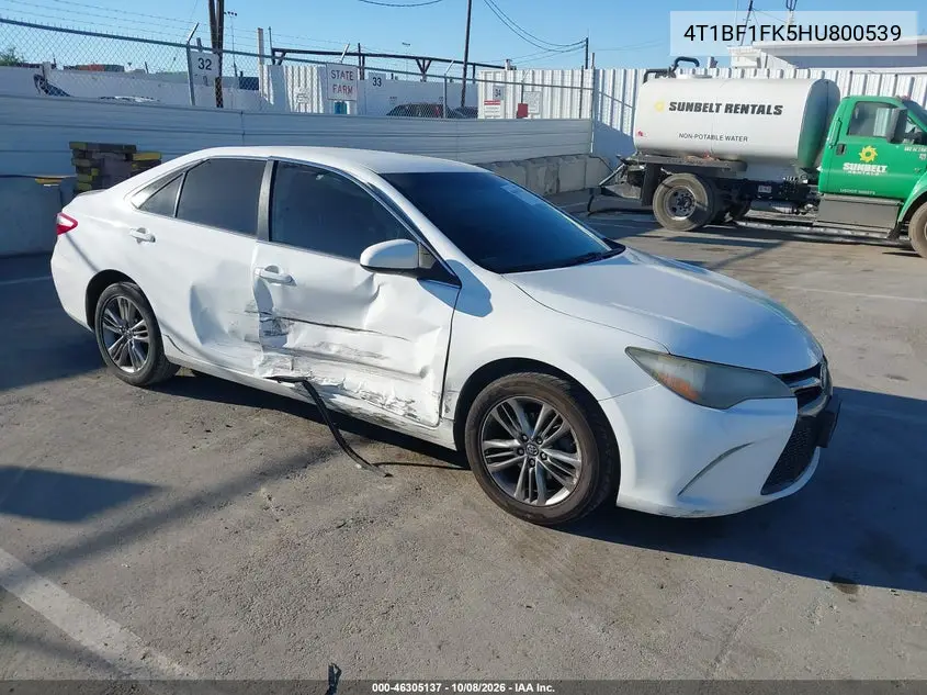 2017 Toyota Camry Se VIN 4T1BF1FK5HU800539 фото 2