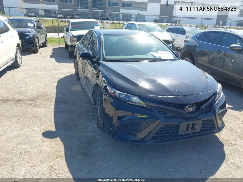 2022 Toyota Camry Se VIN 4T1T11AK5NU684328 фото 2