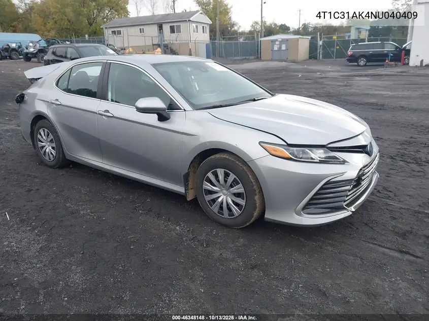 4T1C31AK4NU040409 — 2022 Toyota Camry, фото 2 с аукциона IAAI, Задняя часть