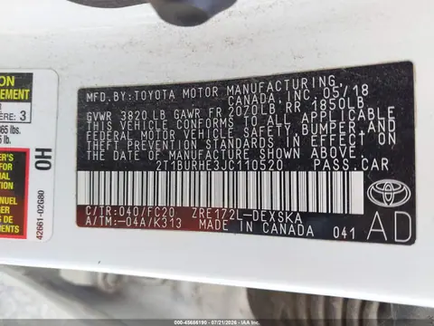 2018 Toyota COROLLA SE VIN 2T1BURHE3JC110520 фото 9