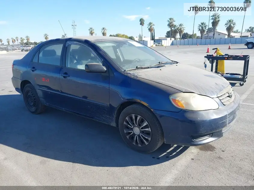 JTDBR32E730003698 — 2003 Toyota Corolla, фото 2 с аукциона IAAI, Естественный износ