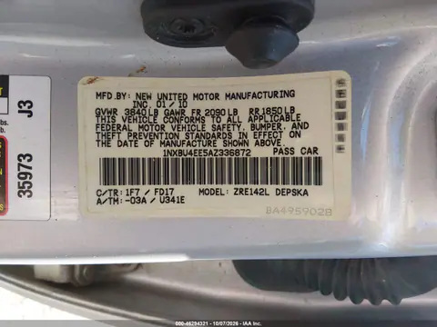 2010 Toyota Corolla S VIN 1NXBU4EE5AZ336872 фото 10