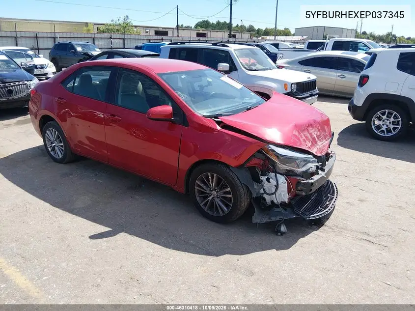 2014 Toyota Corolla Le Plus VIN 5YFBURHEXEP037345 фото 2