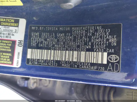2T1BURHE3EC030656 — 2014 Toyota Corolla, Естественный износ, фото до ремонта
