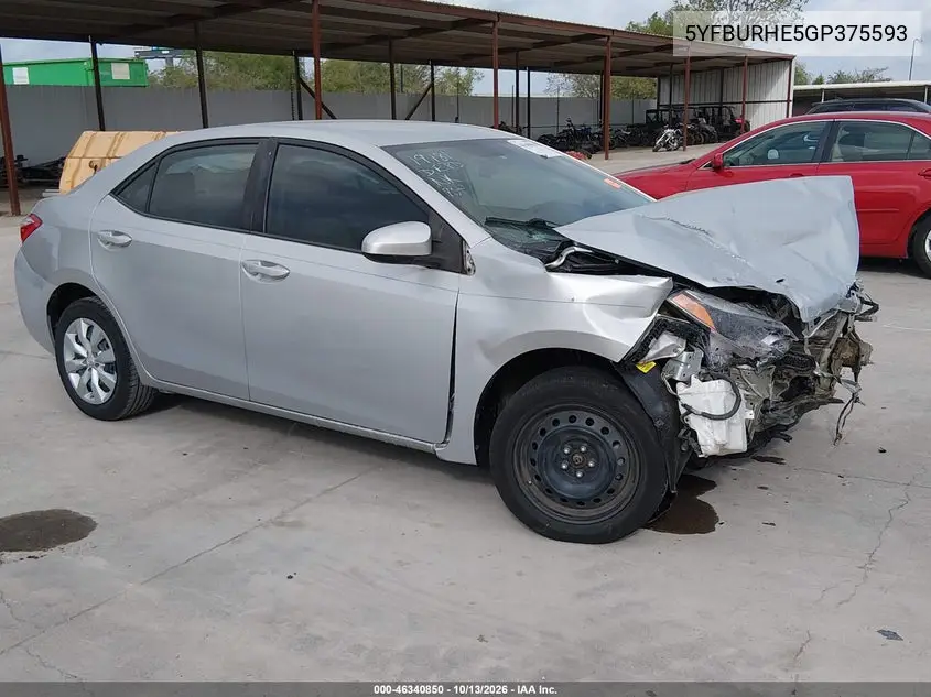 2016 Toyota Corolla Le VIN 5YFBURHE5GP375593 фото 1