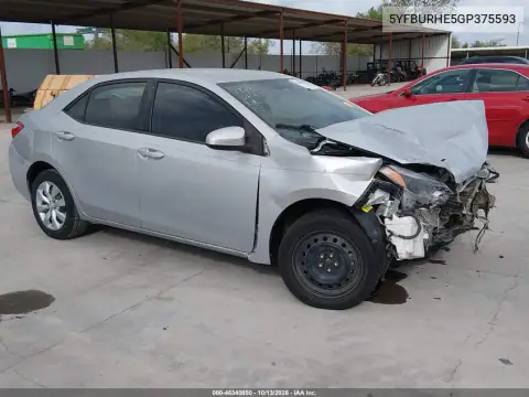 5YFBURHE5GP375593 — 2016 Toyota Corolla, Передняя часть, фото до ремонта