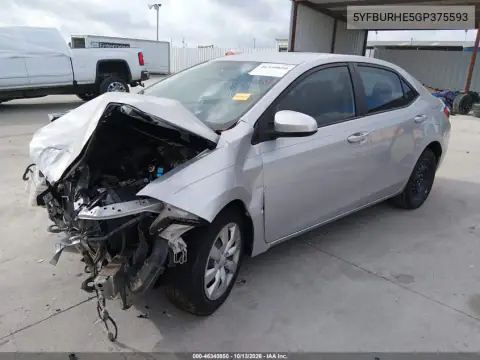 2016 Toyota Corolla Le VIN 5YFBURHE5GP375593 фото 2