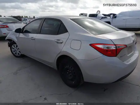 2016 Toyota Corolla Le VIN 5YFBURHE5GP375593 фото 3