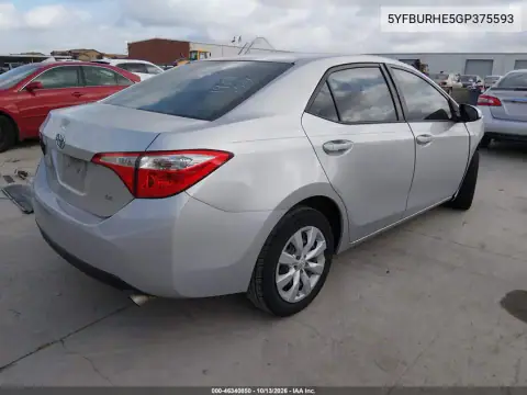 2016 Toyota Corolla Le VIN 5YFBURHE5GP375593 фото 4