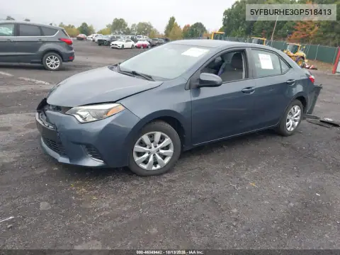 5YFBURHE3GP518413 — 2016 Toyota Corolla, Передняя часть, фото до ремонта